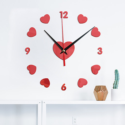 

Home Watch Love Peach DIY Mirror Wall Sticker Wall Clock Silent Movement Wall Clock With Back Glue 40cm40cm