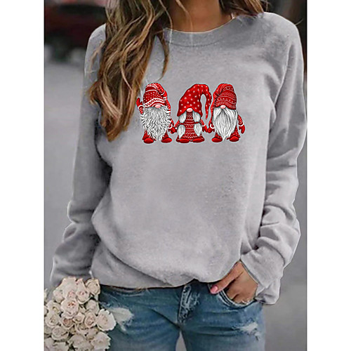 

Women's Pullover Sweatshirt Graphic Christmas Daily Basic Christmas Hoodies Sweatshirts Black Light gray Dark Gray