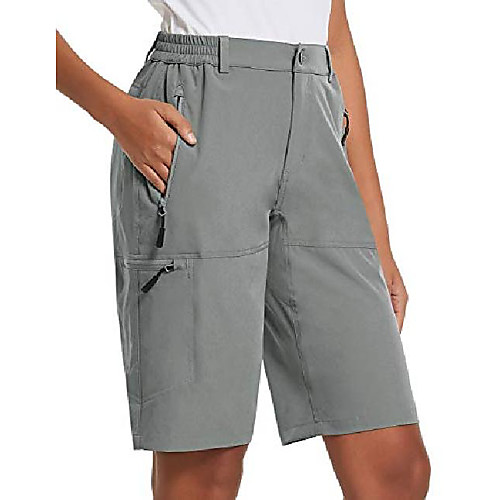 

women's quick dry hiking cargo shorts with zippered water resistantfor camping, travel light grey size 2xl