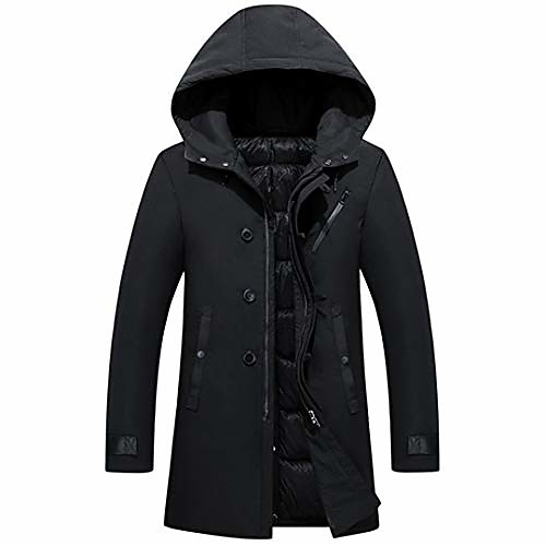 

men's winter jacket white down thermal thicken windbreaker overcoat hooded long down jacket black xxxl