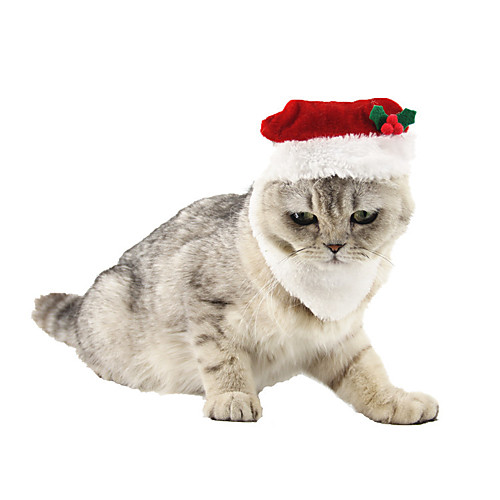 

Dog Cat Bandanas & Hats Christmas Costume Santa Claus Santa Claus Cosplay Classic Christmas Party Winter Dog Clothes Puppy Clothes Dog Outfits Adjustable Red Costume for Girl and Boy Dog Polyster