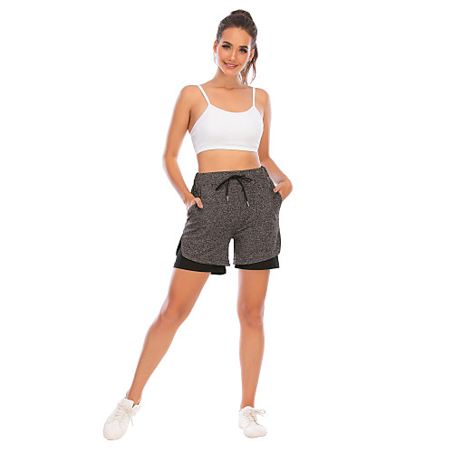 

Women's Running Shorts Undershorts Athletic Shorts Athleisure Wear Bottoms 2 in 1 with Phone Pocket Elastic Waistband Gym Workout Running Active Training Workout Walking Breathable Quick Dry Moisture
