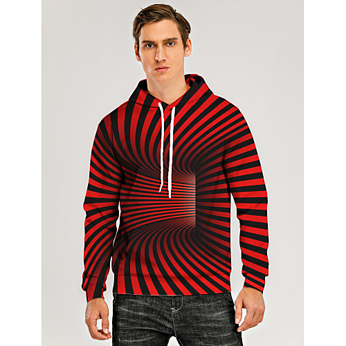 

Men's Pullover Hoodie Sweatshirt Graphic Optical Illusion 3D Front Pocket Hooded Daily 3D Print 3D Print Casual Hoodies Sweatshirts Long Sleeve Red