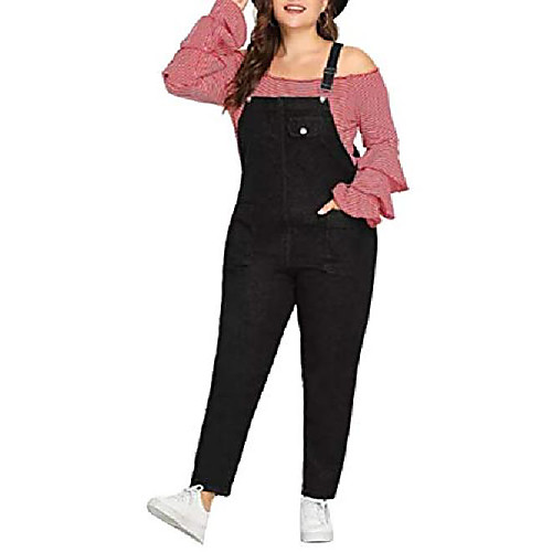 

women's plus size denim jumpsuit bib overalls juniors adjustable strap rompers ripped denim overalls pants