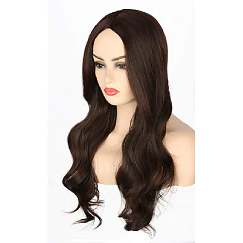 

women wigs dark brown long wavy halloween costumes cosplay wig
