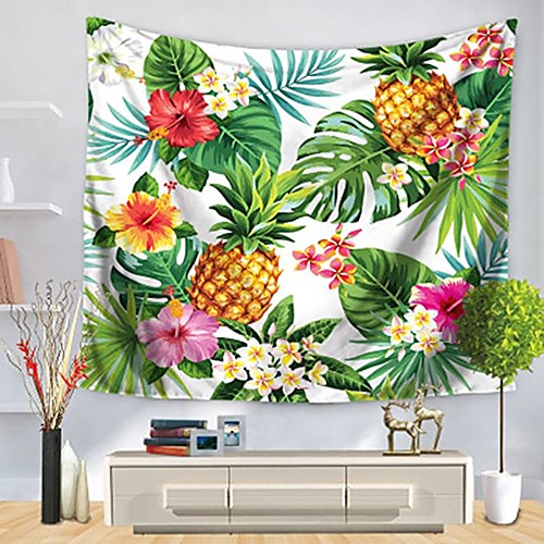 

Wall Tapestry Art Decor Blanket Curtain Picnic Tablecloth Hanging Home Bedroom Living Room Dorm Decoration Polyester Colorful Pineapple And Leaves Pattern