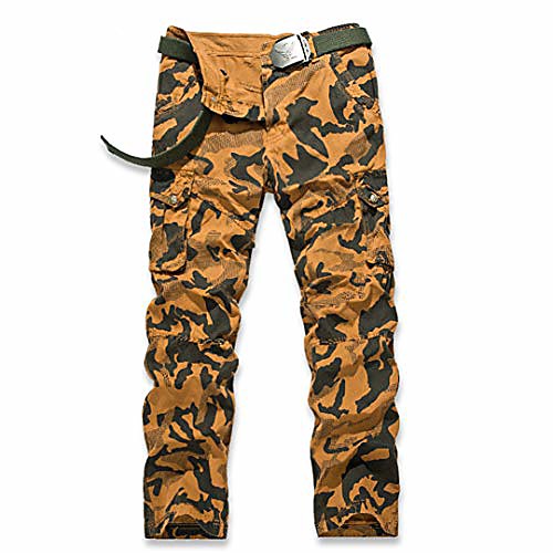 

mens cargo big pocket military style camouflage straight fit cotton trouser casual pants army camo jogger khaki 36