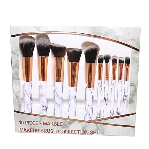 

10 Pieces Of Marble Makeup Brush 5 Large 5 Small Make Up Brush Beauty Tool Set Marble Makeup Brush Set