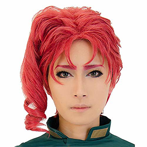 

noriaki kakyoin wig short red curly wig cosplay halloween costume wig for adults and teens