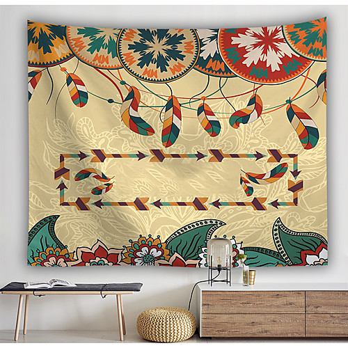 

Wall Tapestry Art Decor Blanket Curtain Picnic Tablecloth Hanging Home Bedroom Living Room Dorm Decoration Polyester Vintage feather small circle pattern