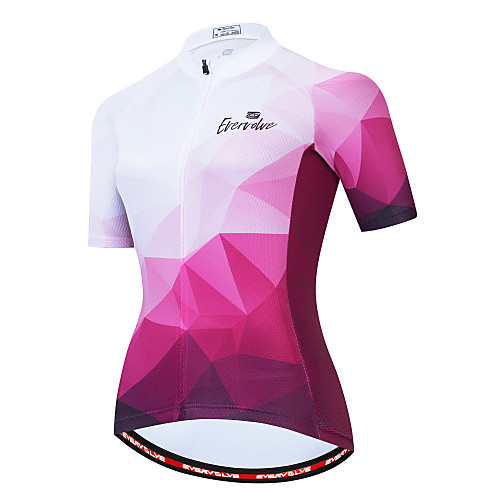 

Women's Short Sleeve Cycling Jersey Red / White Bike Top Moisture Wicking Sports Clothing Apparel / Micro-elastic