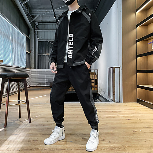 

Men's 2 Piece Full Zip Tracksuit Casual Athleisure Long Sleeve 2pcs Cotton Thermal Warm Soft Fitness Gym Workout Running Walking Jogging Sportswear Solid Colored Athleisure Wear Outfit Set Sweatshirt