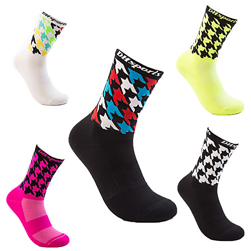 

Compression Socks Athletic Sports Socks 1 Pair Long Women's Men's Tube Socks Breathable Sweat wicking Comfortable Gym Workout Basketball Running Active Training Jogging Sports Houndstooth Nylon White