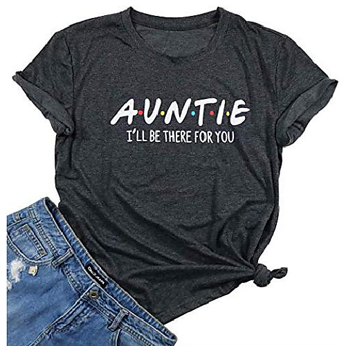 

auntie shirt women's blessed aunt casual short sleeve letter print funny tee shirt tops aunt gift size m (gray)