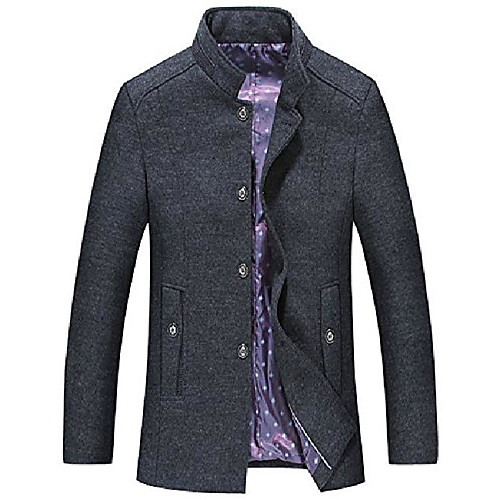 

men's stylish squared collar single breasted mid-weight blend peacoats