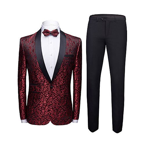 

Tuxedos Tailored Fit Shawl Collar Single Breasted One-button Polyester Jacquard