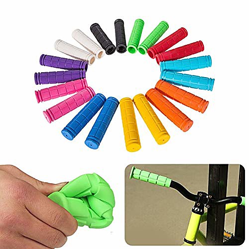 

grips 1 pair soft bmx mtb bicycle cycle road mountain scooter bike handle bar rubber end grip handlebar grips 10 colors c45 - (color: red)