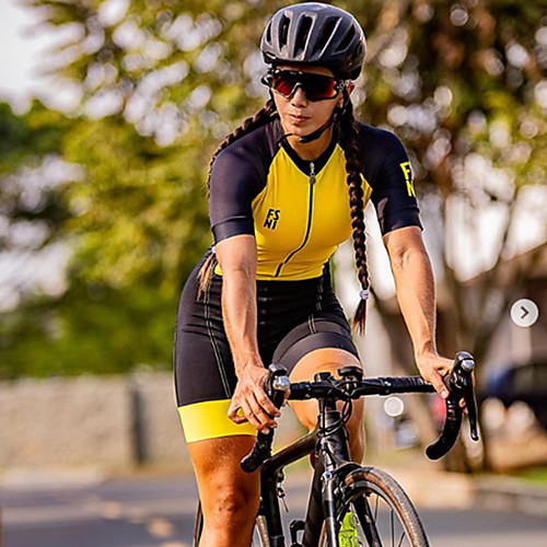 

Women's Men's Short Sleeve Cycling Jersey with Shorts Triathlon Tri Suit Black / Yellow Bike Quick Dry Sports Mountain Bike MTB Road Bike Cycling Clothing Apparel / Stretchy / Athletic