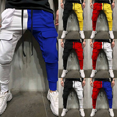 

Men's Sweatpants Joggers Jogger Pants Street Bottoms Patchwork Cotton Fitness Gym Workout Running Training Exercise Breathable Moisture Wicking Soft Sport Red / White Red / Yellow Black / Red Yellow