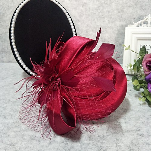 

Headpieces Wedding Silk / Feathers / Net Fascinators / Hats / Headpiece with Feather / Cap / Floral 1 Piece Wedding / Horse Race Headpiece