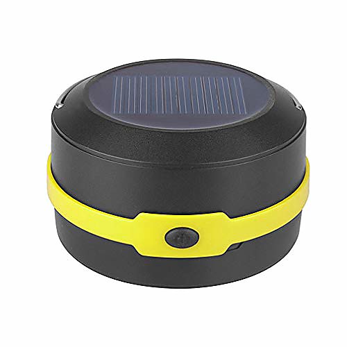 

portable camping lantern collapsible design solar or usb, chargeable emergency power bank, for camping hiking fishing, power cuts, emergencytravel, yellow