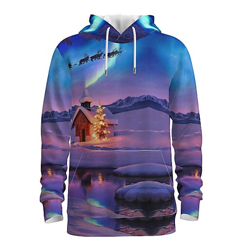 

Men's Pullover Hoodie Sweatshirt Print Graphic 3D Front Pocket Christmas Daily 3D Print 3D Print Christmas Hoodies Sweatshirts Purple