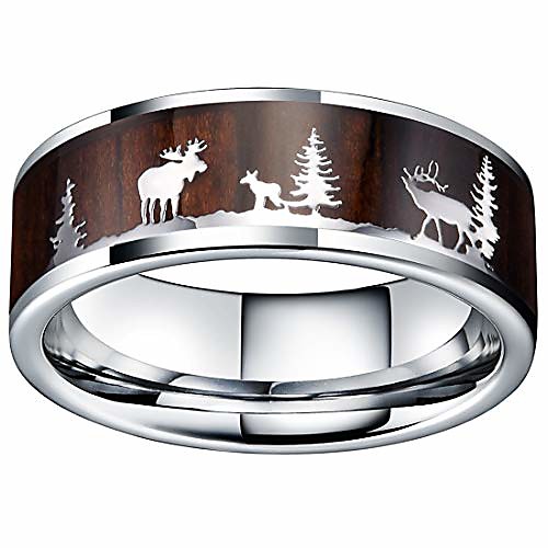

nature mens 8mm tungsten carbide wedding ring christmas pattern wood inlaid background flat style 14