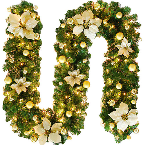 

2.7M Christmas Rattan Garland Decorative Green Christmas Garland Artificial Xmas Tree Rattan Banner Decoration