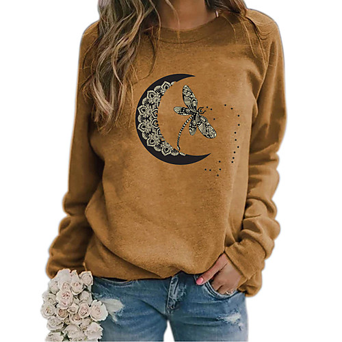 

Women's Pullover Sweatshirt Graphic Animal Daily Casual Hoodies Sweatshirts Blue Red Khaki