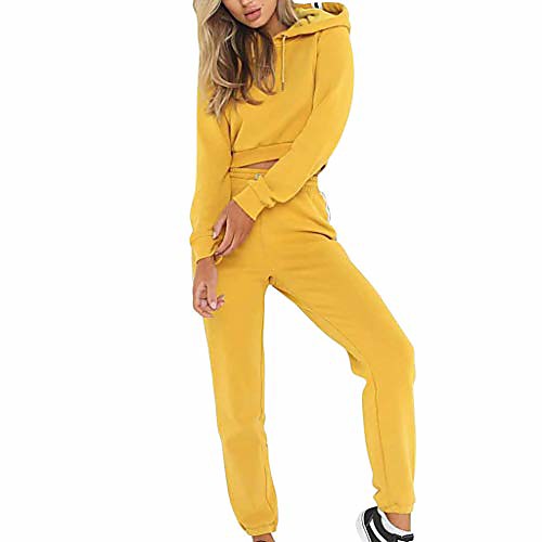 

fashion women long sleeve bandage stripe splice hooded sweatshirt tops pants set