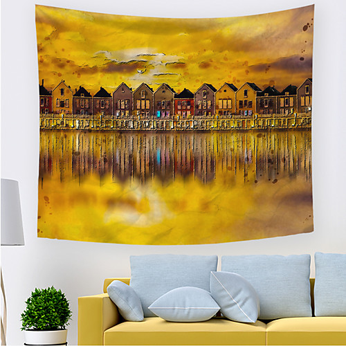 

Wall Tapestry Art Decor Blanket Curtain Picnic Tablecloth Hanging Home Bedroom Living Room Dorm Decoration Polyester Gold Sky House Reflection Beauty Views