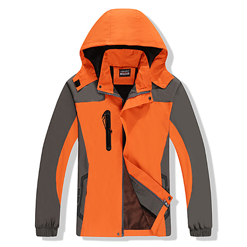 

Women's Hoodie Jacket Hiking Jacket Winter Outdoor Solid Color Waterproof Windproof Breathable Warm Jacket Coat Top Full Length Hidden Zipper Climbing Casual Camping / Hiking / Caving Yellow Red