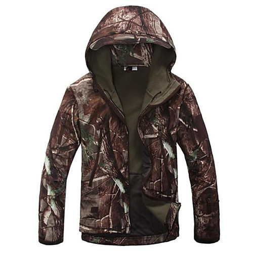 

Men's Hiking Fleece Jacket Outdoor Thermal Warm Waterproof Windproof Fleece Lining Fall Winter Spring Camo Top Polyester Camping / Hiking Hunting Fishing Jungle camouflage Black Camouflage