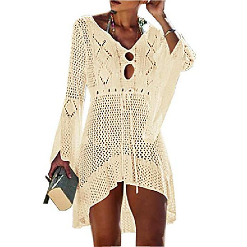 

women's bathing suit cover up beach bikini lace crochet hollow out swimsuit cover ups (06-sapphire, one size)