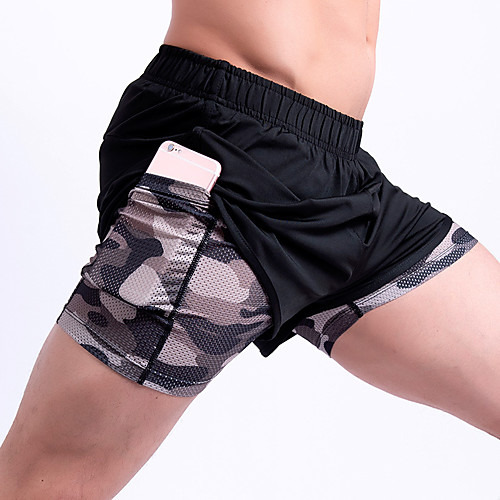 

Men's Running Shorts Running Shorts With Tights Athletic Bottoms 2 in 1 with Phone Pocket Liner Fitness Gym Workout Running Active Training Workout Breathable Quick Dry Soft Normal Sport Black