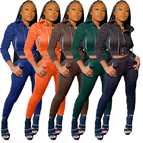 

Women's 2 Piece Full Zip Tracksuit Sweatsuit Street Casual 2pcs Long Sleeve High Rise Elastane Lightweight Breathable Soft Gym Workout Running Active Training Jogging Exercise Sportswear Solid Colored