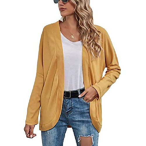 

yellow cardigan plus size women open front cardigan shirts tops blouse casual daily wear clothes juniors soft drape clothing yellow xxl