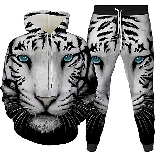 

Men's 3D Hoodies Set Graphic 3D 2 Piece Hooded Daily 3D Print Casual Hoodies Sweatshirts Long Sleeve White Black Blue