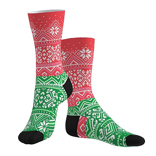 

Compression Socks Cycling Socks Women's Men's Bike / Cycling Breathable Soft Comfortable 1 Pair Graphic Christmas Santa Claus Cotton Green S M L / Stretchy / Mountain Bike MTB