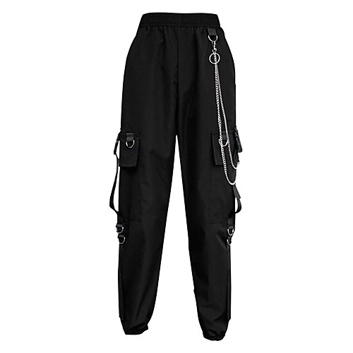 

Women's Basic Streetwear Comfort Daily Going out Jogger Tactical Cargo Pants Solid Colored Full Length Pocket Black