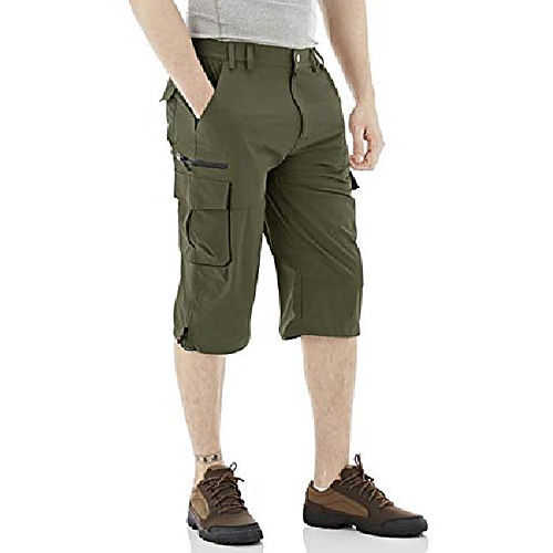 

tactical shorts men casual 3/4 shorts for men cargo pants breathable below knee shorts men long shorts for men with pockets army green