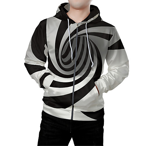 

Men's Zip Up Hoodie Sweatshirt Graphic 3D Front Pocket Hooded Daily Weekend 3D Print 3D Print Hoodies Sweatshirts Long Sleeve Black