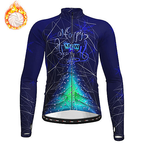 

21Grams Men's Long Sleeve Cycling Jersey Winter Fleece Polyester Red Blue Green Christmas Santa Claus Bike Jersey Top Mountain Bike MTB Road Bike Cycling Fleece Lining Warm Quick Dry Sports Clothing