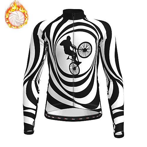 

21Grams Men's Long Sleeve Cycling Jersey Winter Fleece BlackWhite 3D Bike Jersey Top Mountain Bike MTB Road Bike Cycling Fleece Lining Warm Quick Dry Sports Clothing Apparel / Stretchy / Athleisure