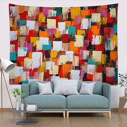 

Wall Tapestry Art Deco Blanket Curtain Picnic Table Cloth Hanging Home Bedroom Living Room Dormitory Decoration Polyester Fiber Modern Oil Painting Color Square Paint