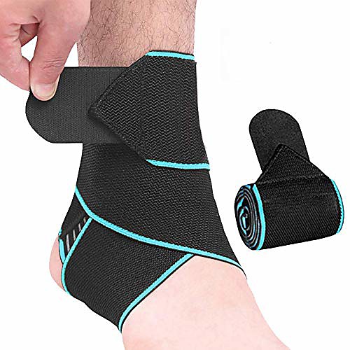 

ankle brace kit, 2 pack adjustable compression ankle braces for sports protection, achilles tendonitis, injury recovery, one size fits most for men & women (blue)