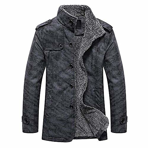 

men's clothing bomber jacket, fashion warm hooded jacket fleeced faux fur casual thermal coats top