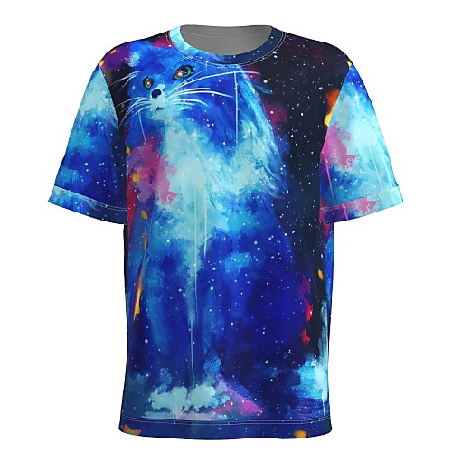 

Men's T shirt 3D Print Graphic 3D Animal Print Short Sleeve Daily Tops Blue
