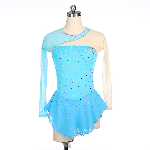 

Figure Skating Dress Women's Girls' Ice Skating Dress Sky Blue Spandex High Elasticity Training Competition Skating Wear Crystal / Rhinestone Long Sleeve Ice Skating Figure Skating / Kids