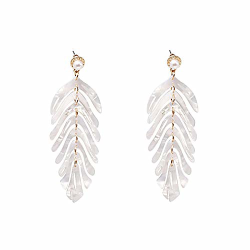 

white palm leaf earrings for women minimalist bohemian resin acrylic statement earring dangle